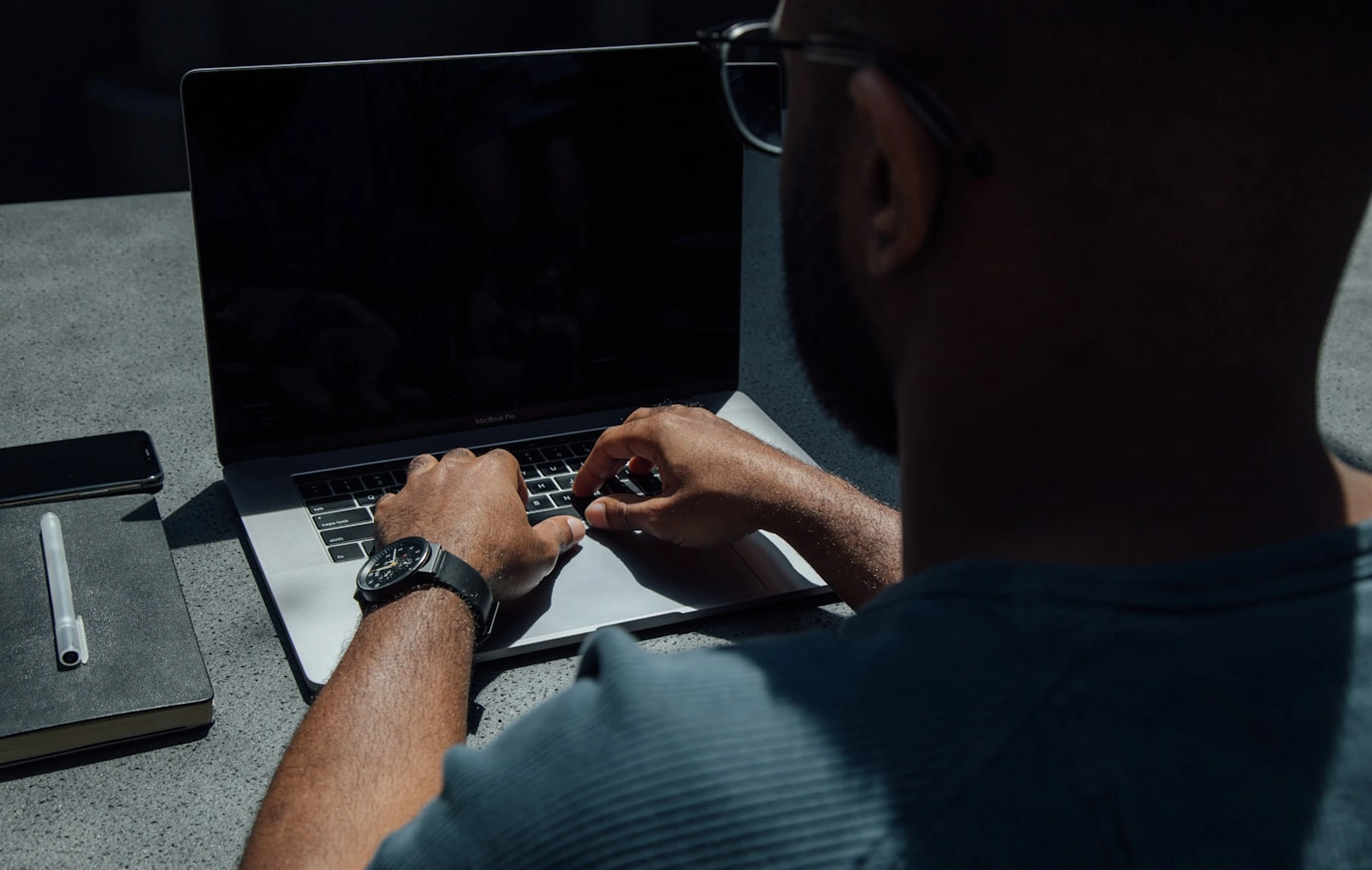 Founder working on laptop